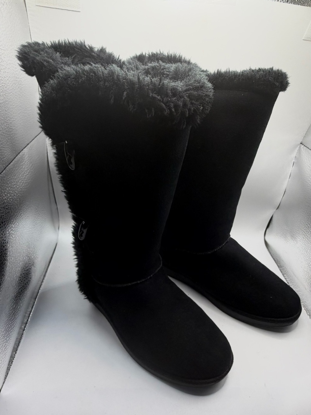 Airwalk Women's Black Faux-Fur Tall Winter Boots